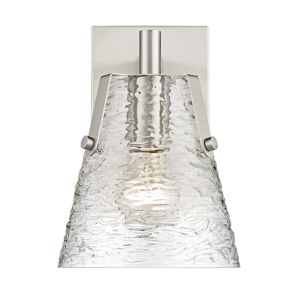 Z-Lite Analia Wall Sconce, 1-Light, 6.5 In.W x 7.5 In.L x 9.25 In.H, Brushed Nickel/Clear Ribbed 1101-1S-BN - main